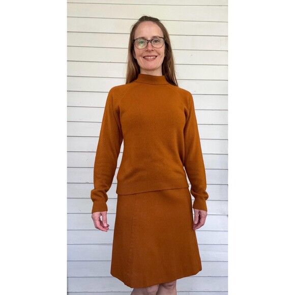 Vintage 50s Cinnamon Sweater Skirt Set Pandora Day Outfit XS - Picture 4 of 10